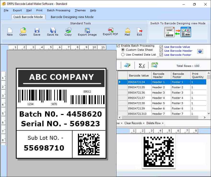 Screenshot of Bar Code Labels Maker