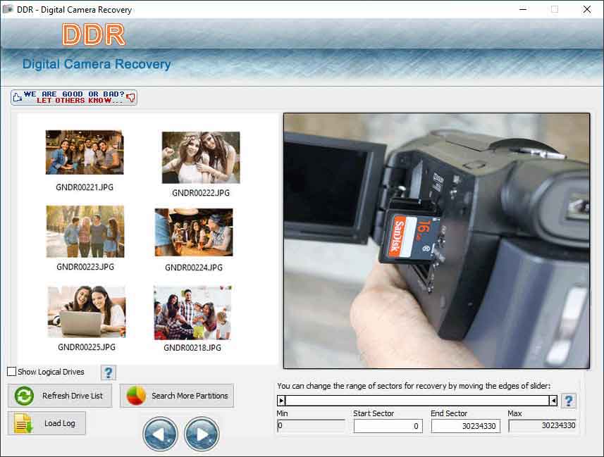 Screenshot of Digital Camera Photo Recovery Software