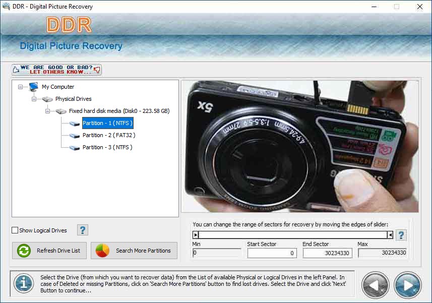 Digital picture retrieval software recovers deleted and corrupted photographs