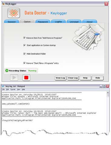 Screenshot of Key Logger Software