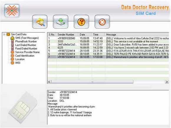 Restore SIM Card SMS screen shot