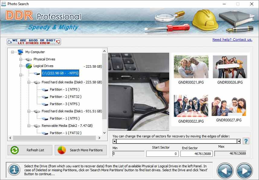 Screenshot of Windows Files Retrieval Software