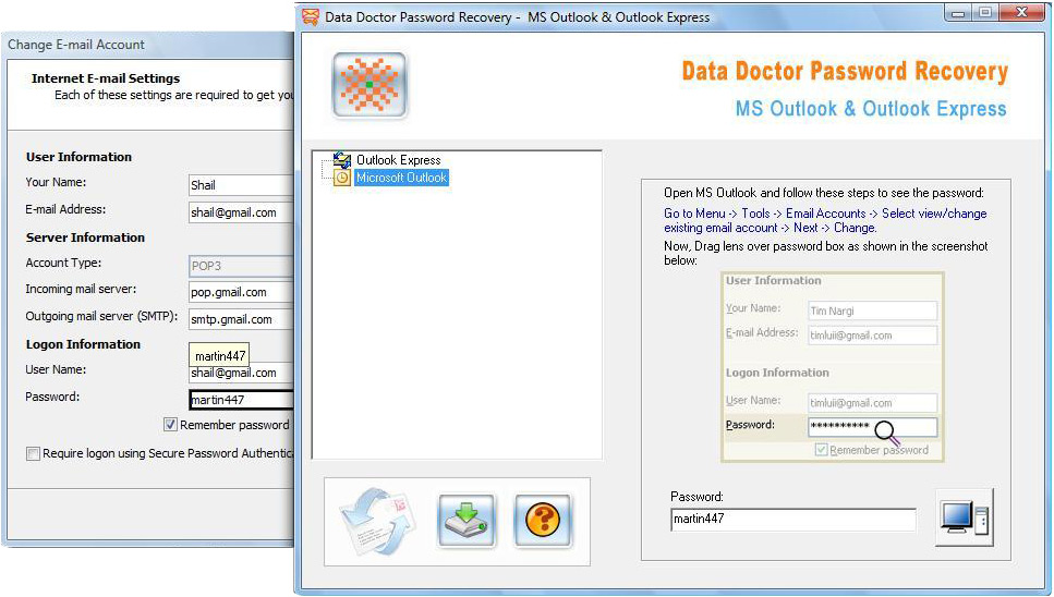 Outlook and Outlook Express Password Recovery Software